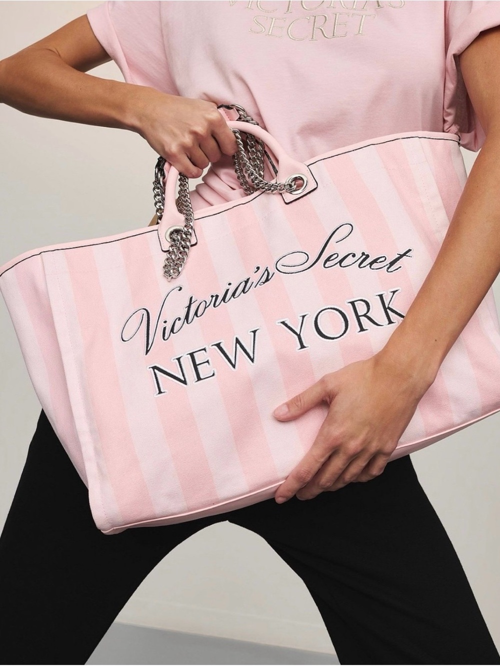 Victoria’s Secret Limited Edition New York City Exclusive Pink Stripe Tote Bag